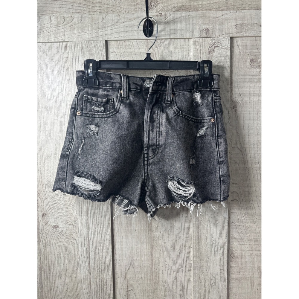 Wild Fable Highest Rise Cutoff Shorts Black Distressed Denim Button Fly Size 00